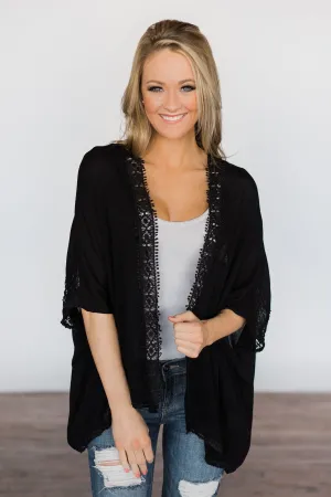 A Delicate Romance Black Kimono