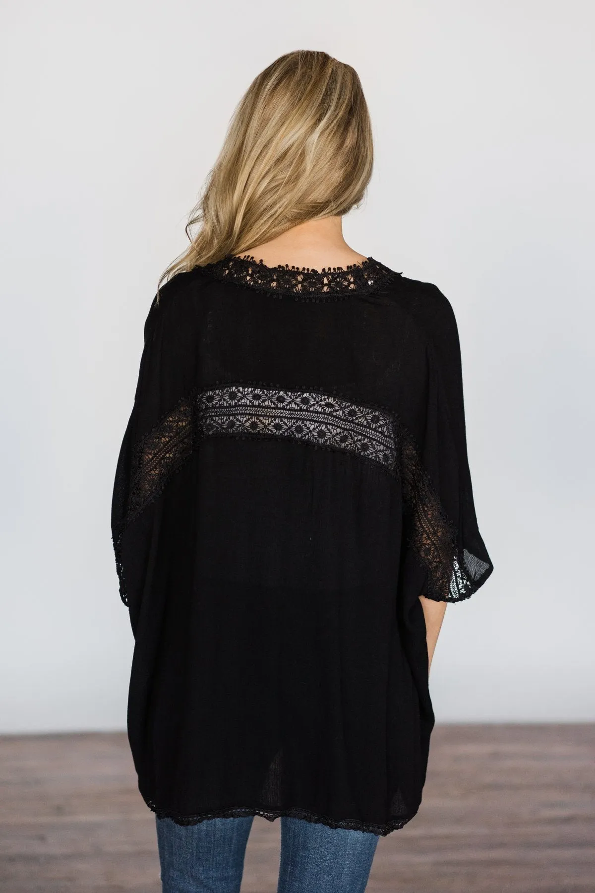 A Delicate Romance Black Kimono