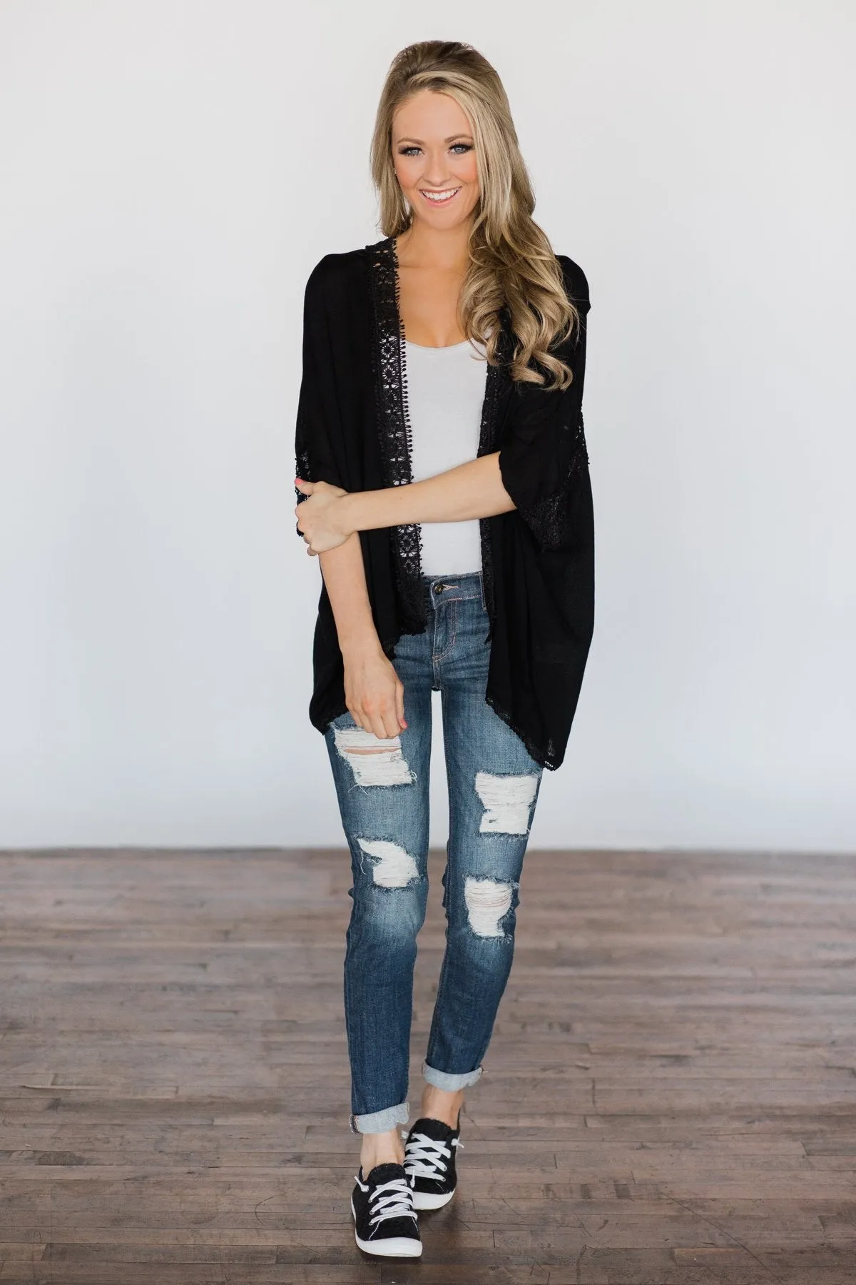 A Delicate Romance Black Kimono