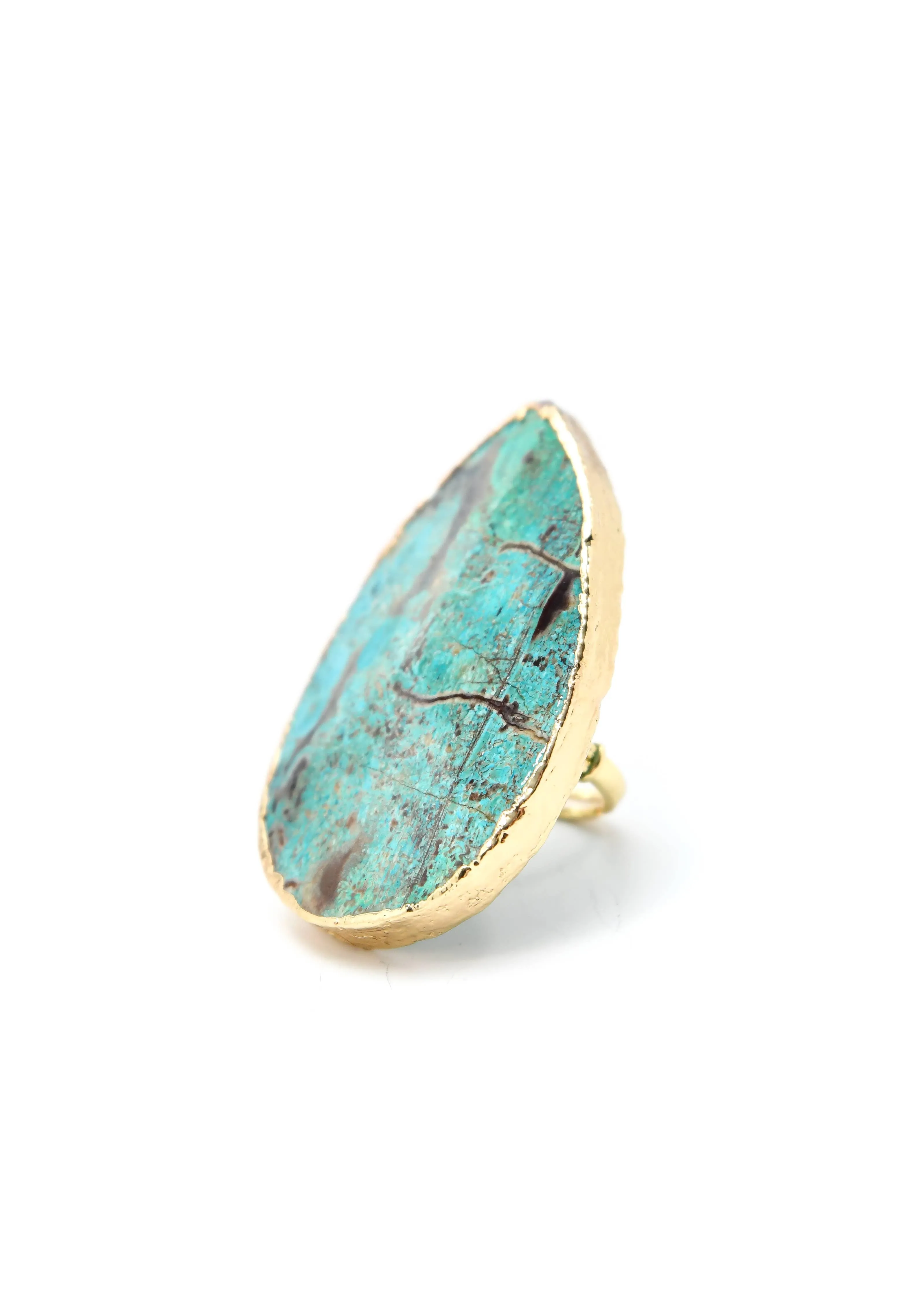 Adjustable 2" Gold Turquoise Stone Ring West & Co