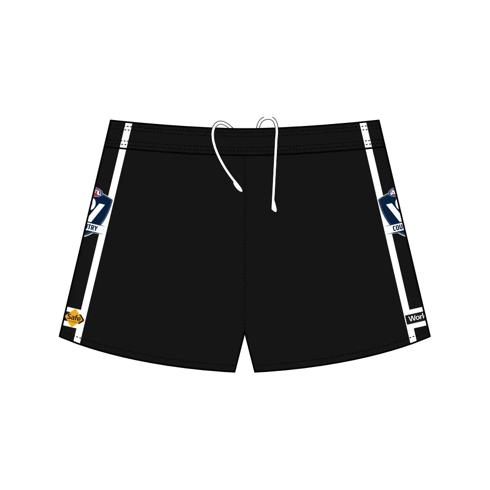 AFL Vic Country Football Shorts - Black/White