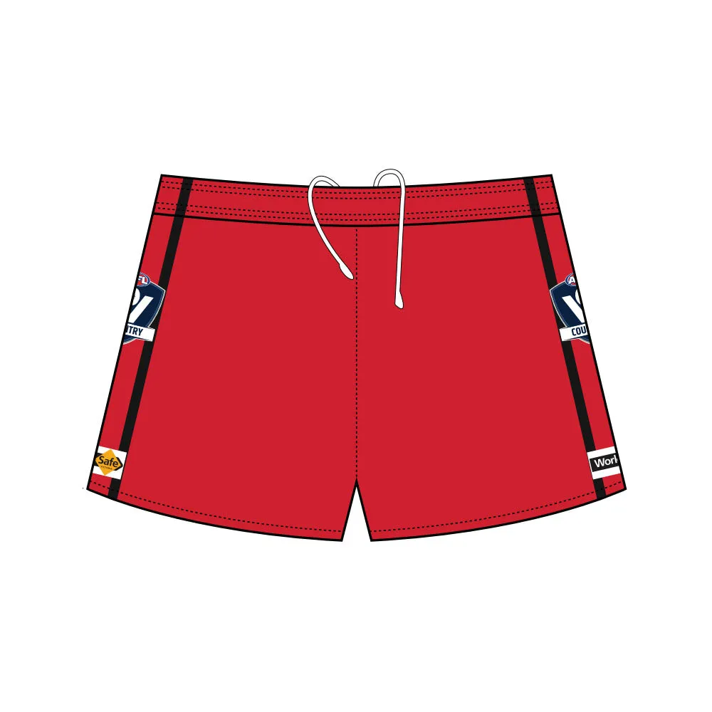 AFL Vic Country Football Shorts - Red/Black