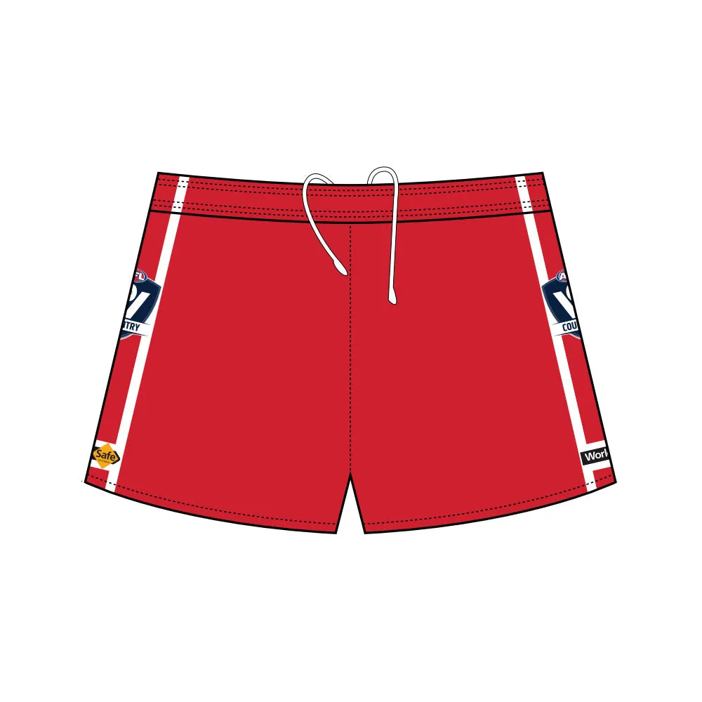 AFL Vic Country Football Shorts - Red/White