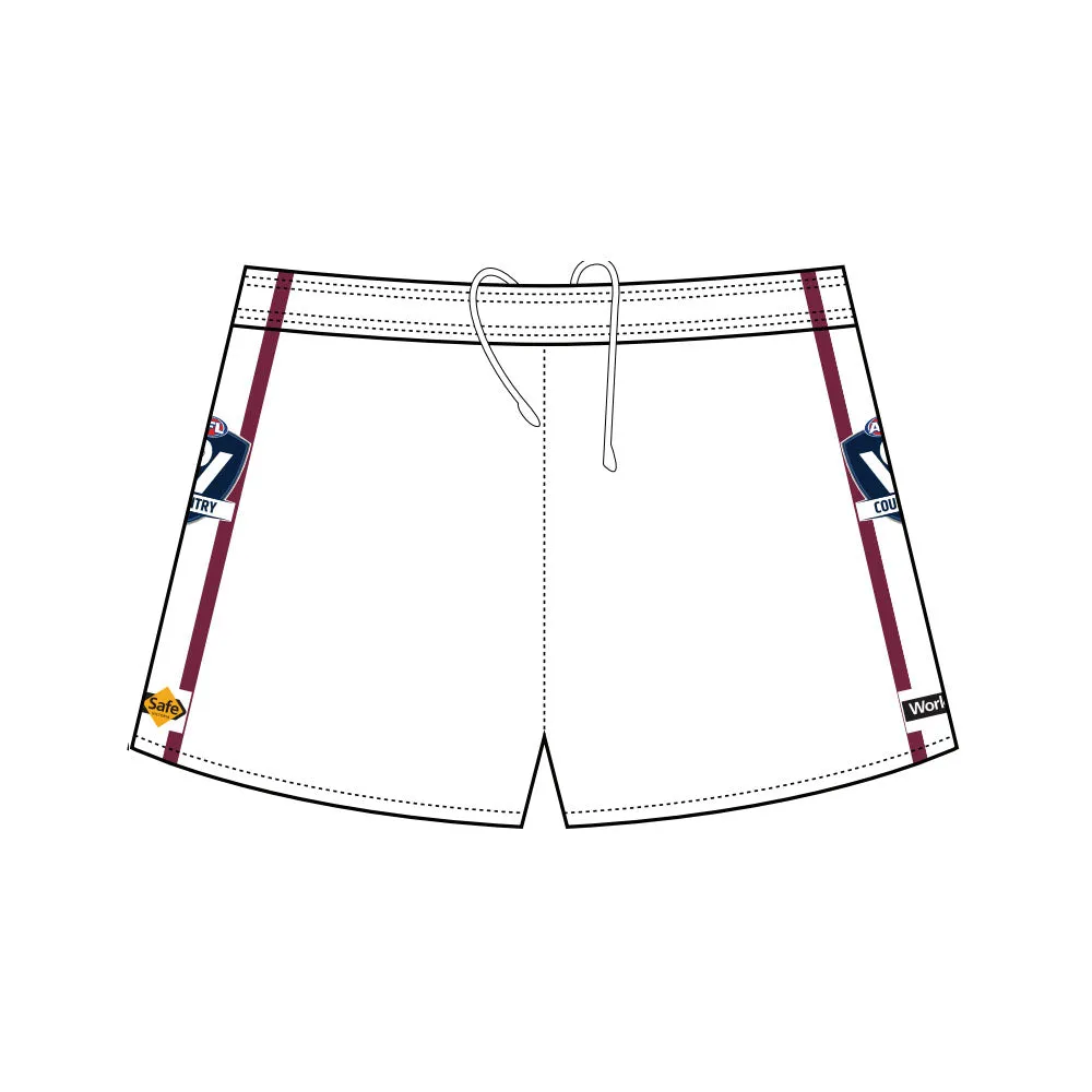 AFL Vic Country Football Shorts - White/Maroon