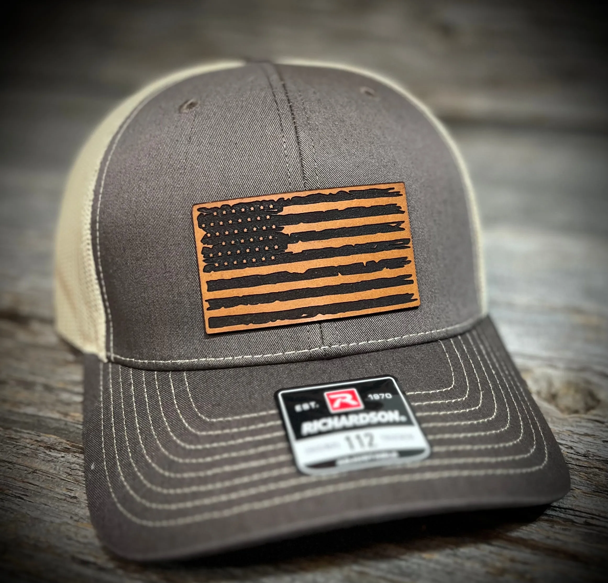 American Flag Leather Patch Hat