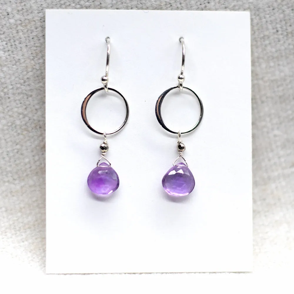 Amethyst Ring Silver Earrings