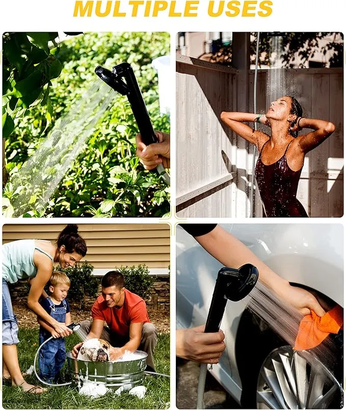 anngrowy Portable Shower for Camping - Battery Powered Compact Handheld Outdoor Rechargeable Showerhead Camp Shower Pump Electric Portable Shower Head for Pet Cleaning Beach Washing Hiking Traveling