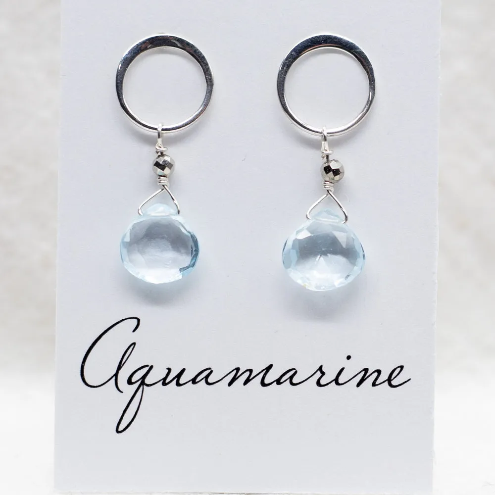 Aquamarine Luna Silver Earrings
