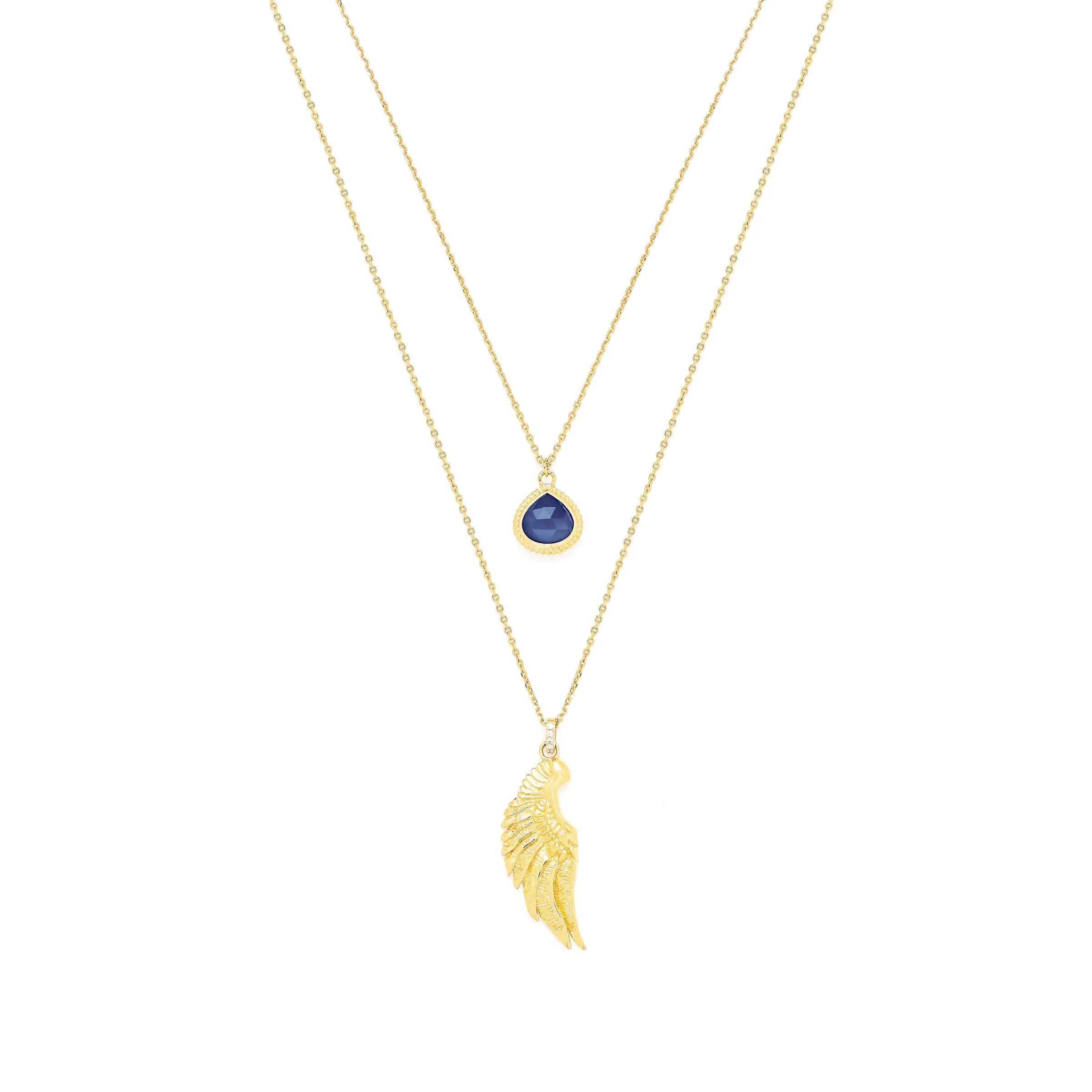 Archangel Michael Angel of Protection Necklace, Lapis Lazuli, White Rhodium