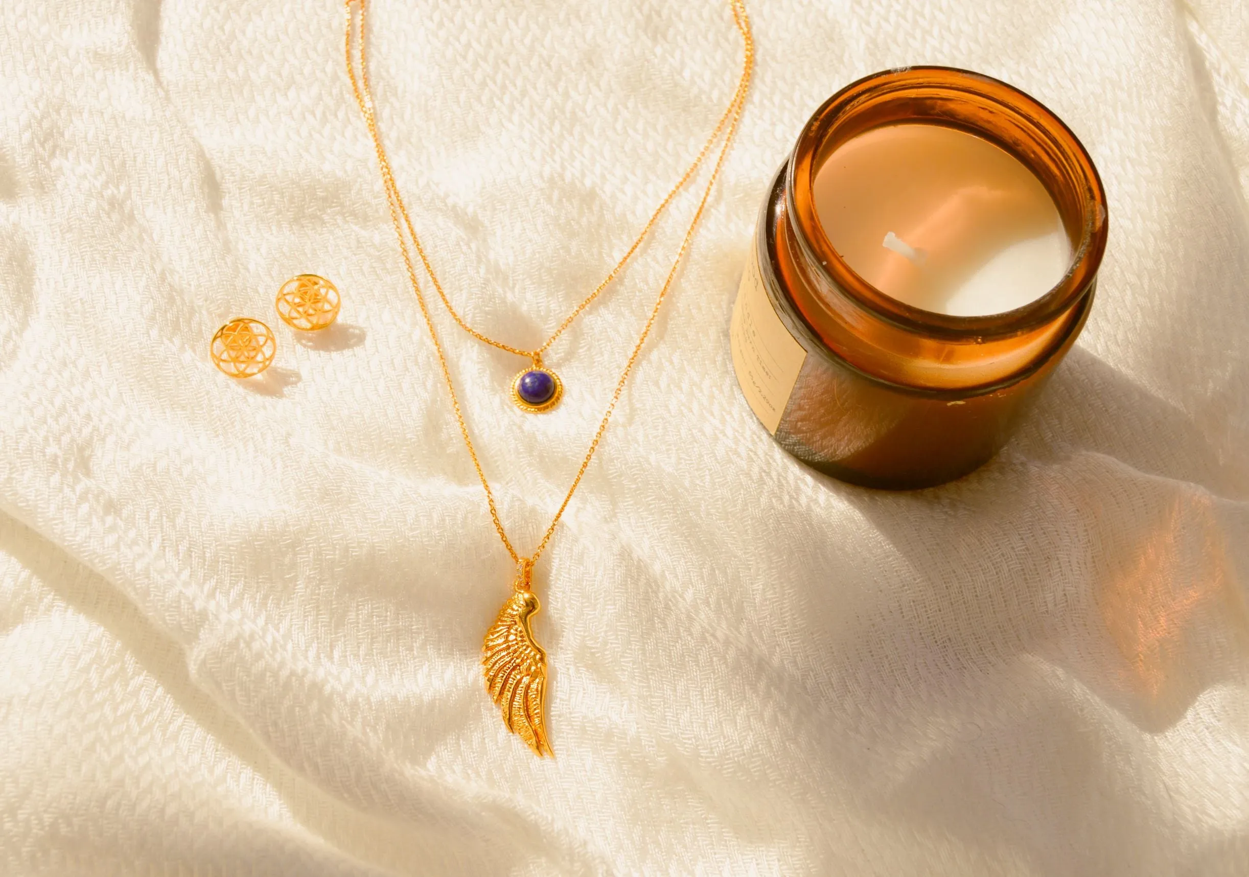 Archangel Michael Angel of Protection Necklace, Lapis Lazuli, White Rhodium