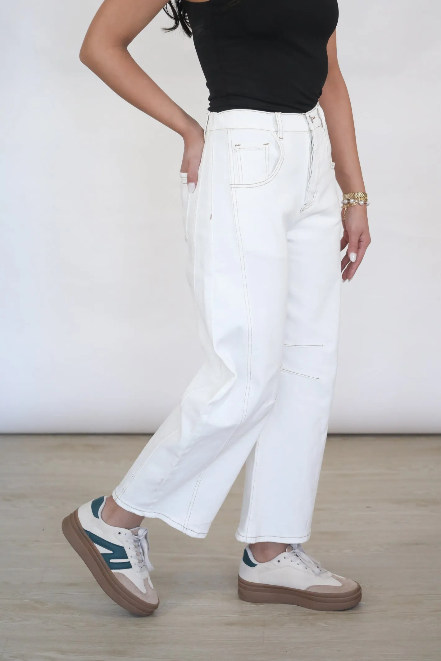 Aspen White Barrel Jeans