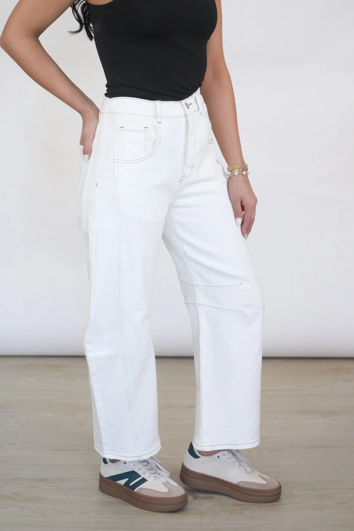 Aspen White Barrel Jeans