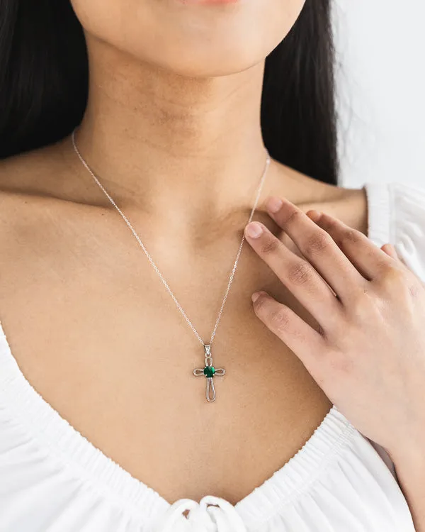 At The Cross Sterling Silver Cross Necklace