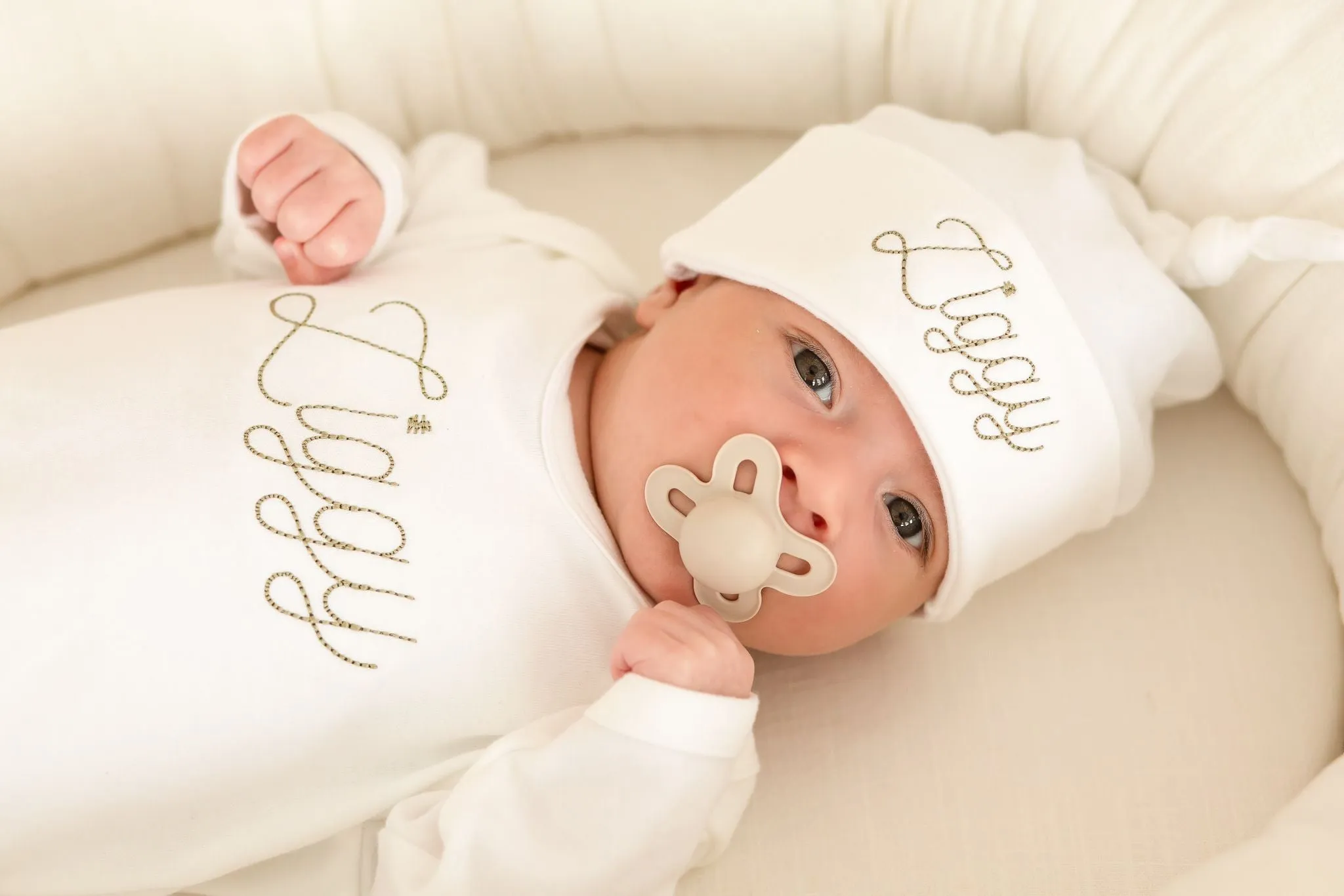 Baby Name Rompersuit - Delicate Embroidered