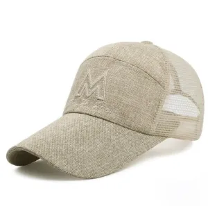 Baseball Hat With A Capital M Personalized Outdoor Cap With Long Brim