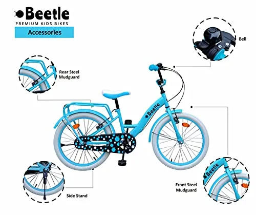 Beetle Panache 20T Kids Cycle With 12 Inches Steel Frame for 6 to 10 Year olds, Turquoise Blue