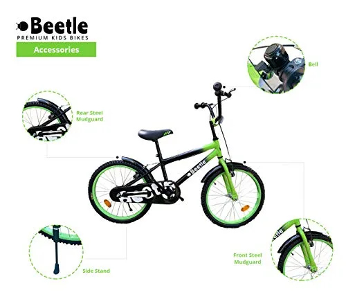 Beetle Storm 1.0 20T Kids 12 Inches Steel Frame Cycle for Boys & Girls, Age Group - 6 to 10 yrs,Green and Black