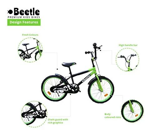 Beetle Storm 1.0 20T Kids 12 Inches Steel Frame Cycle for Boys & Girls, Age Group - 6 to 10 yrs,Green and Black
