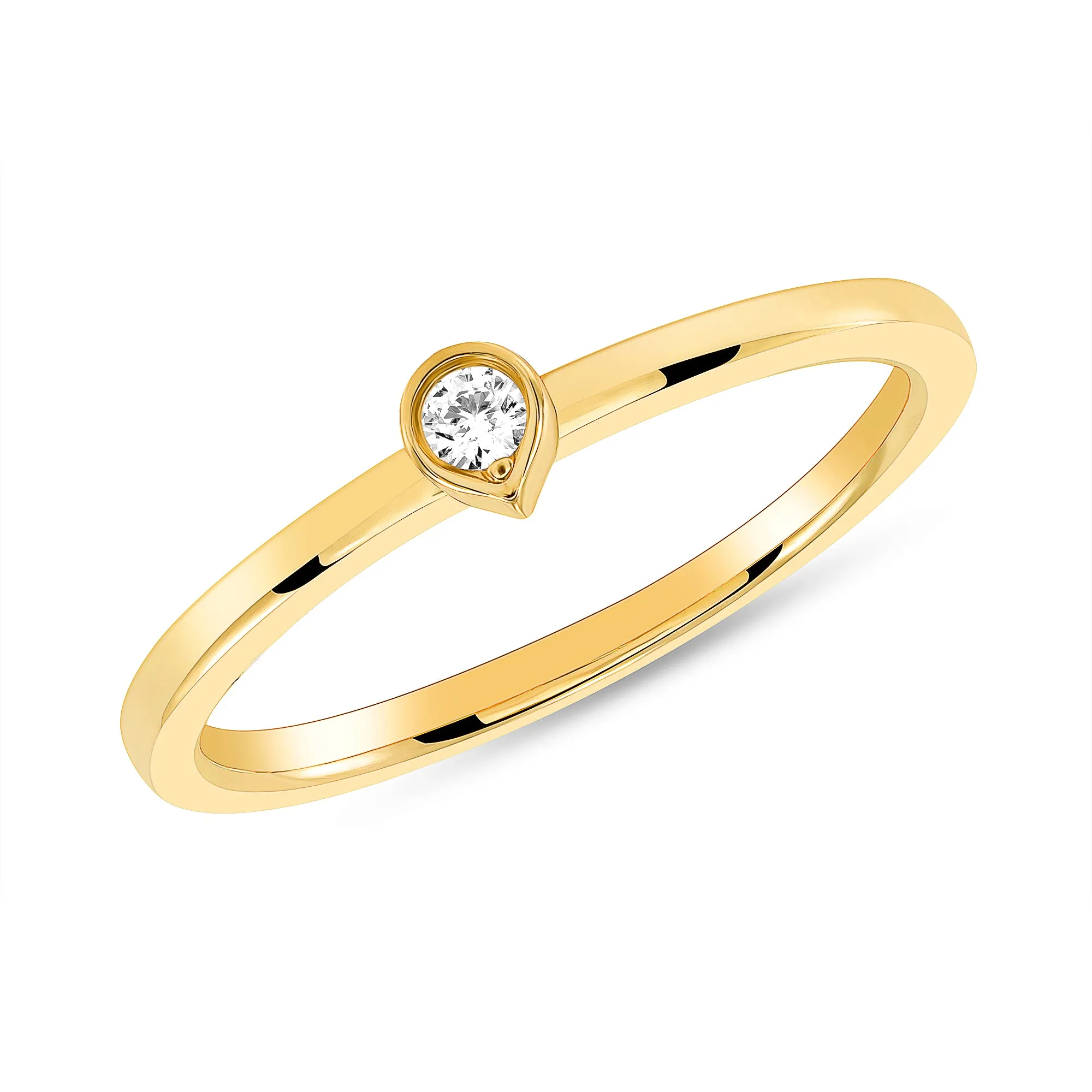 Bezel Diamond Tear Drop Ring (Stack-able)