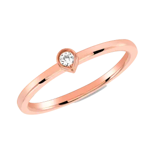 Bezel Diamond Tear Drop Ring (Stack-able)