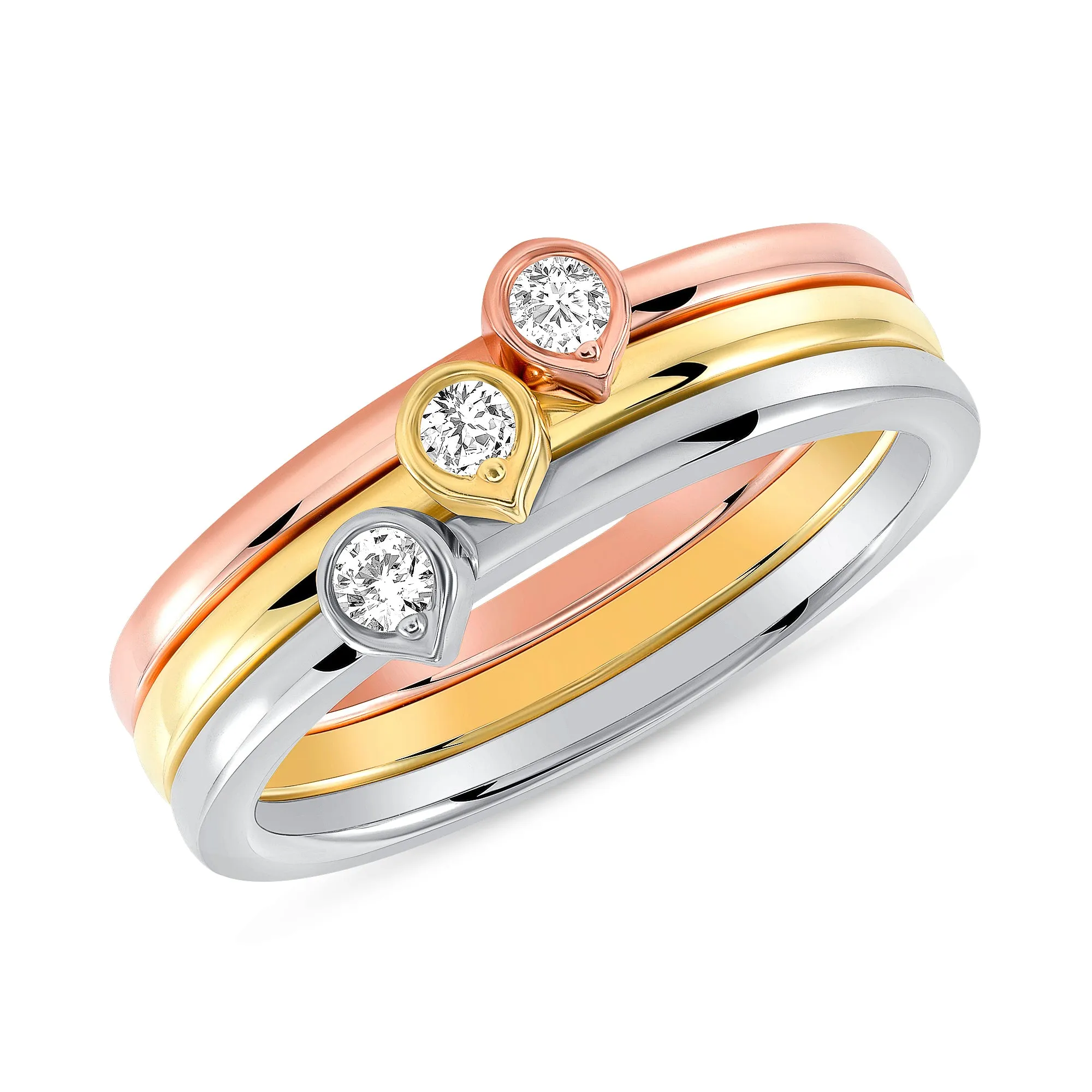 Bezel Diamond Tear Drop Ring (Stack-able)