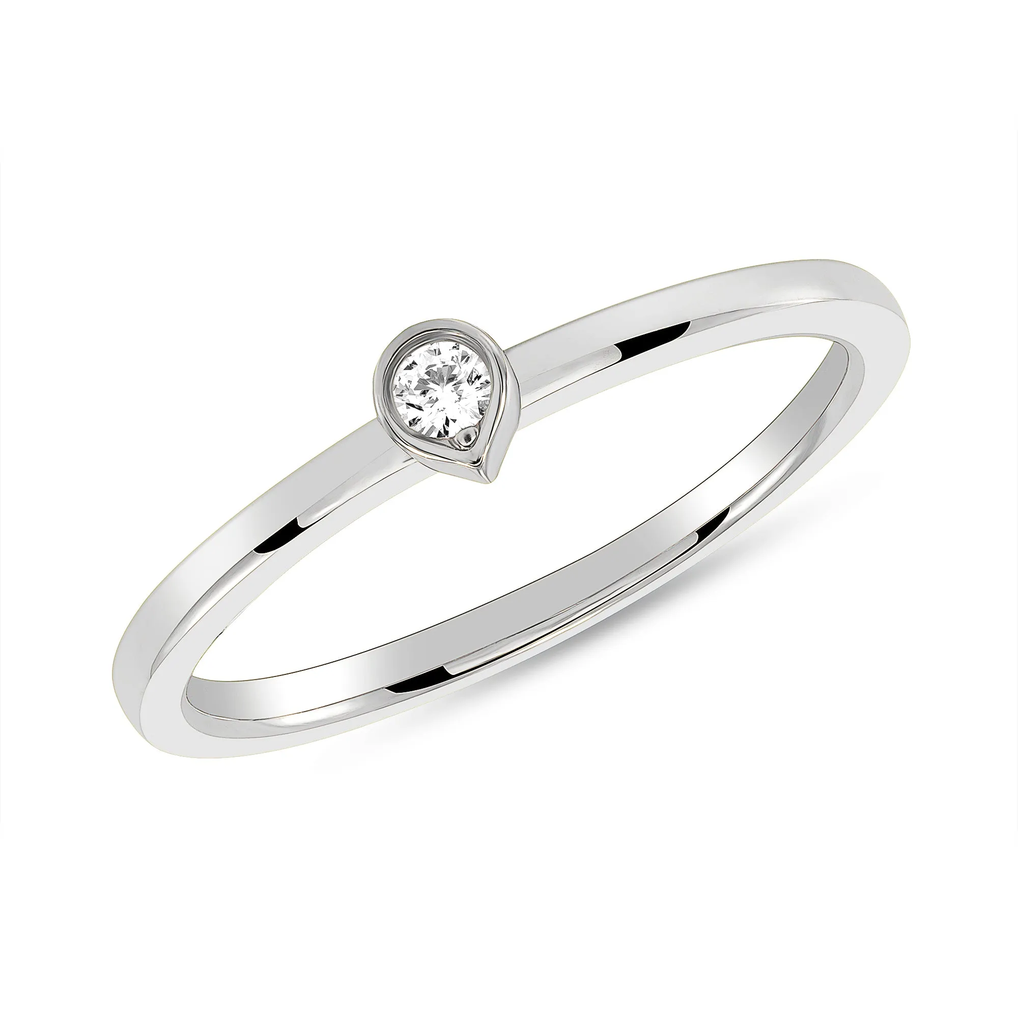 Bezel Diamond Tear Drop Ring (Stack-able)
