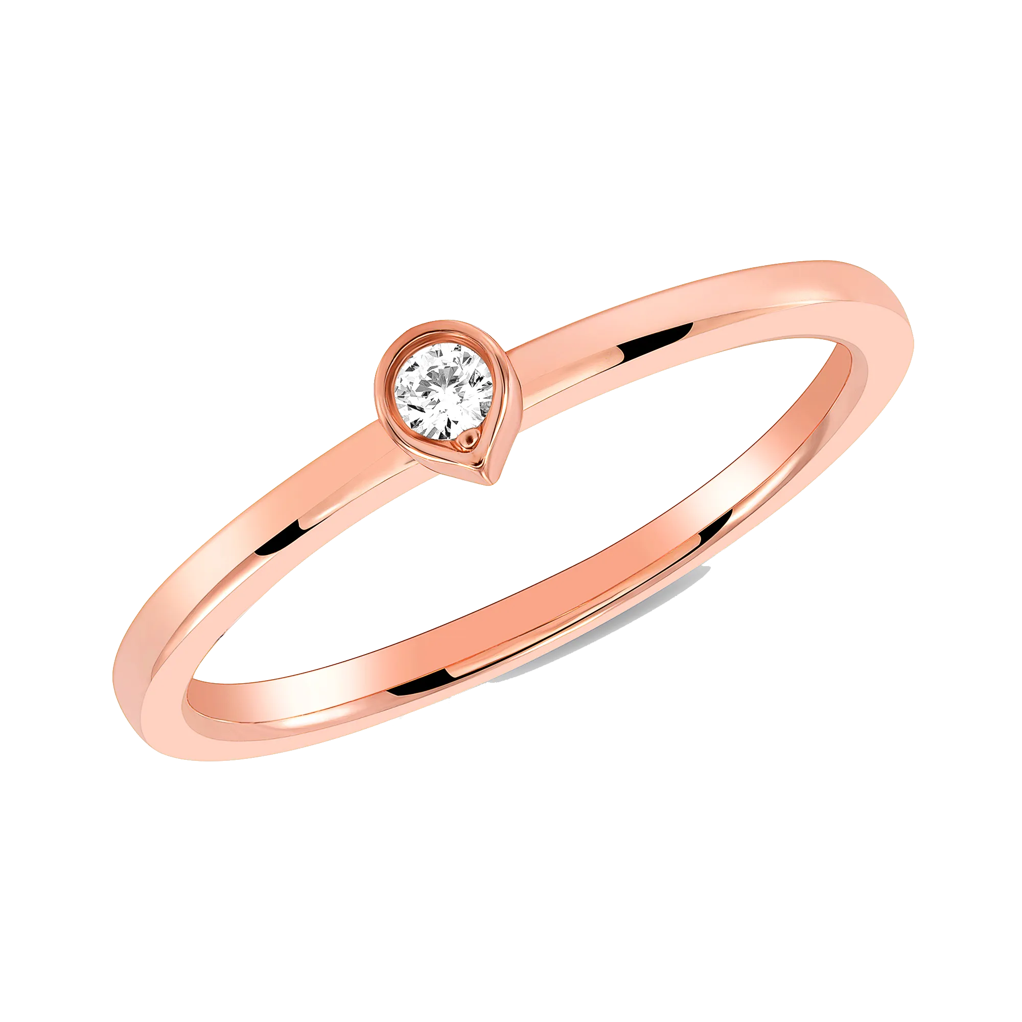 Bezel Diamond Tear Drop Ring (Stack-able)