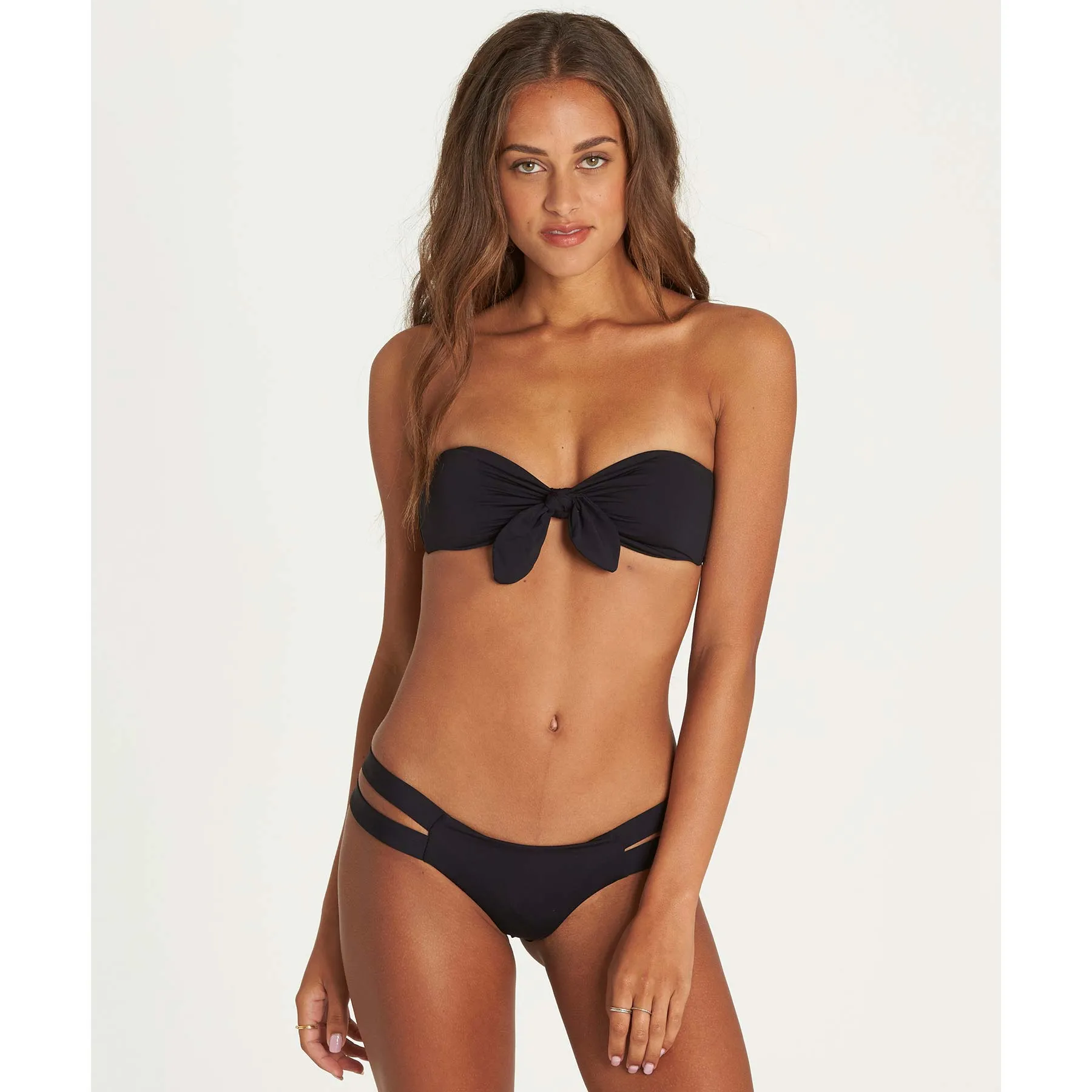 Billabong Women's Sol Searcher Knot Me Bandeau Bikini Top | Black Pebble
