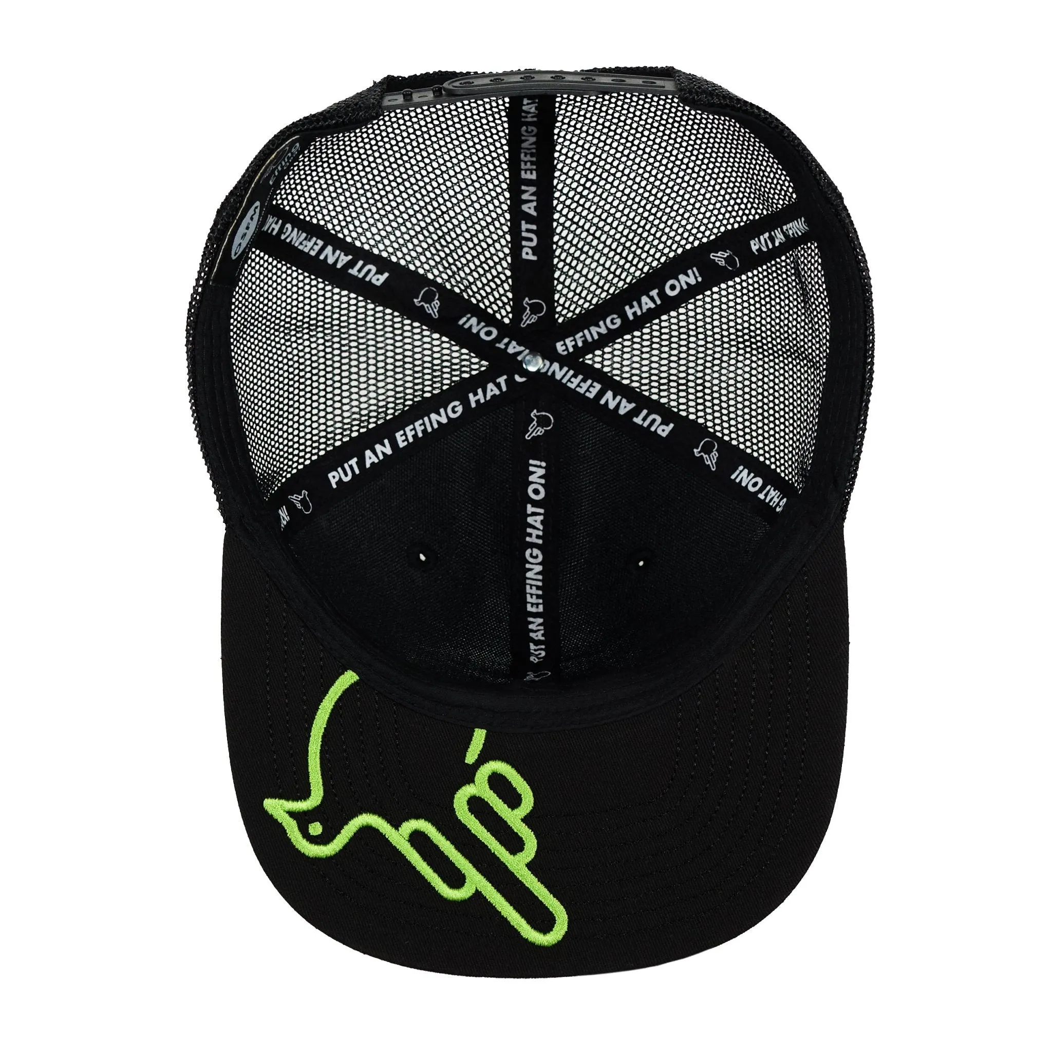 Black Flat Bill Trucker W/ Green Bird