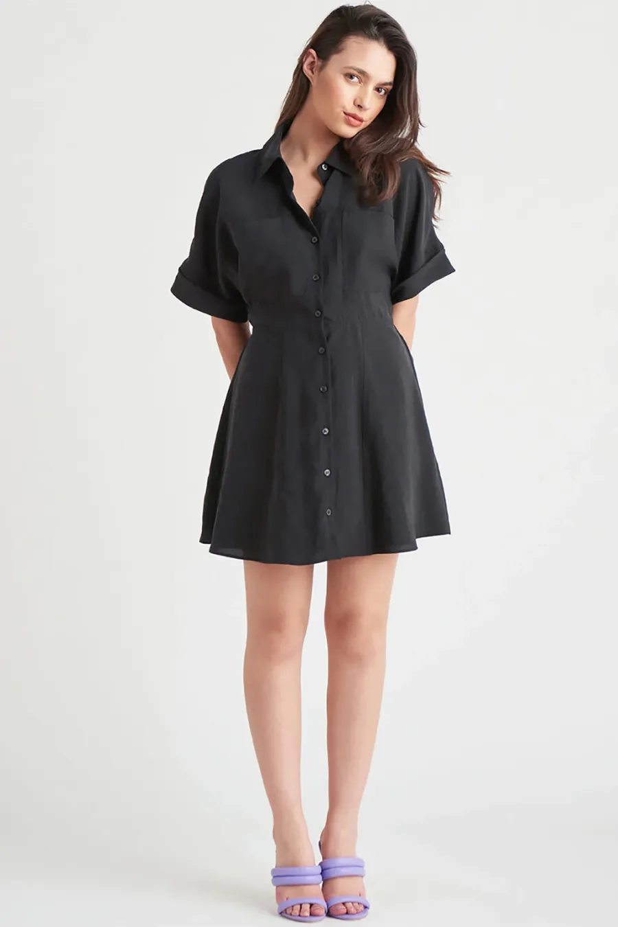 Black Tape Tencel Shirt Dress