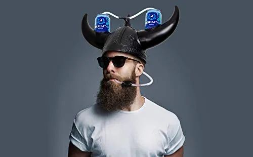 BLKSMITH Viking Drinking Hat | Viking Helmet | Drinking Accessories for Parties & College | Fits 16" - 24" Head