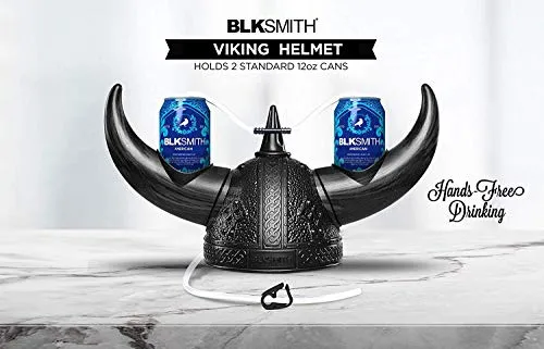 BLKSMITH Viking Drinking Hat | Viking Helmet | Drinking Accessories for Parties & College | Fits 16" - 24" Head
