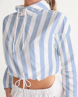 Blue Deck Stripe Feminine Cropped Windbreaker