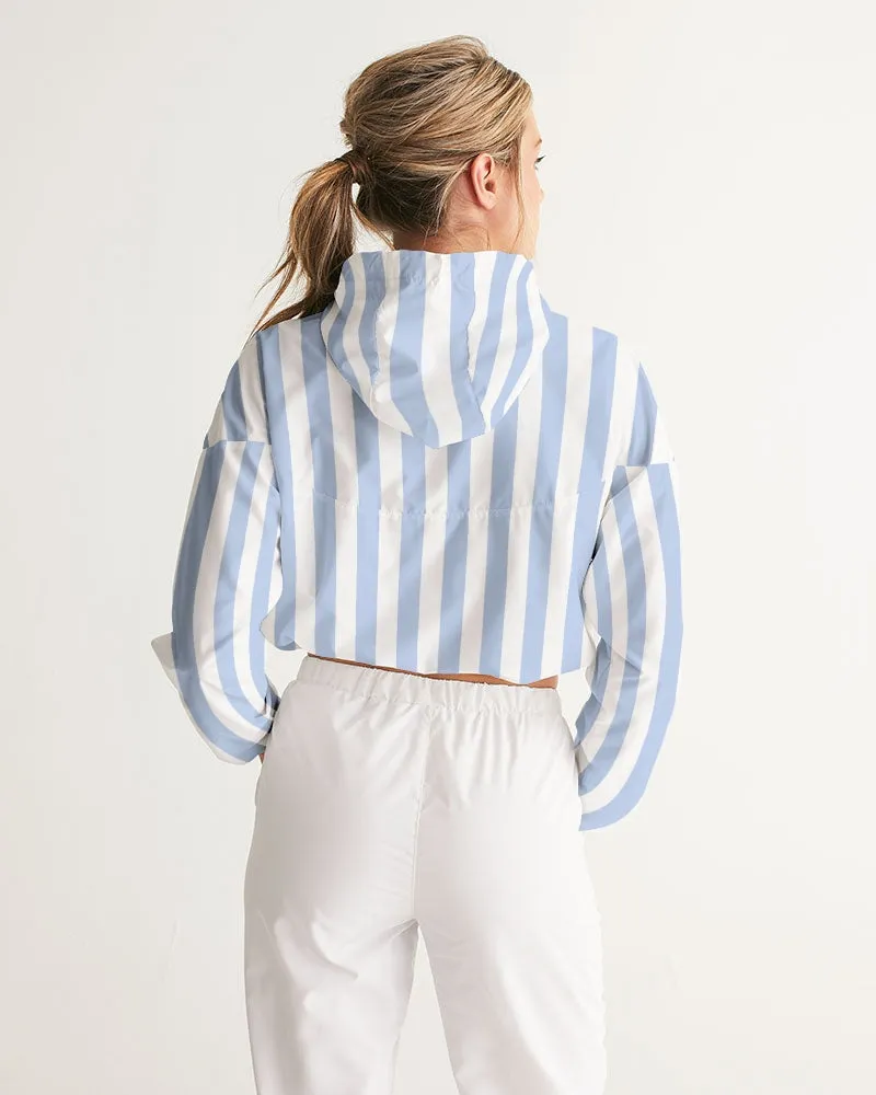 Blue Deck Stripe Feminine Cropped Windbreaker