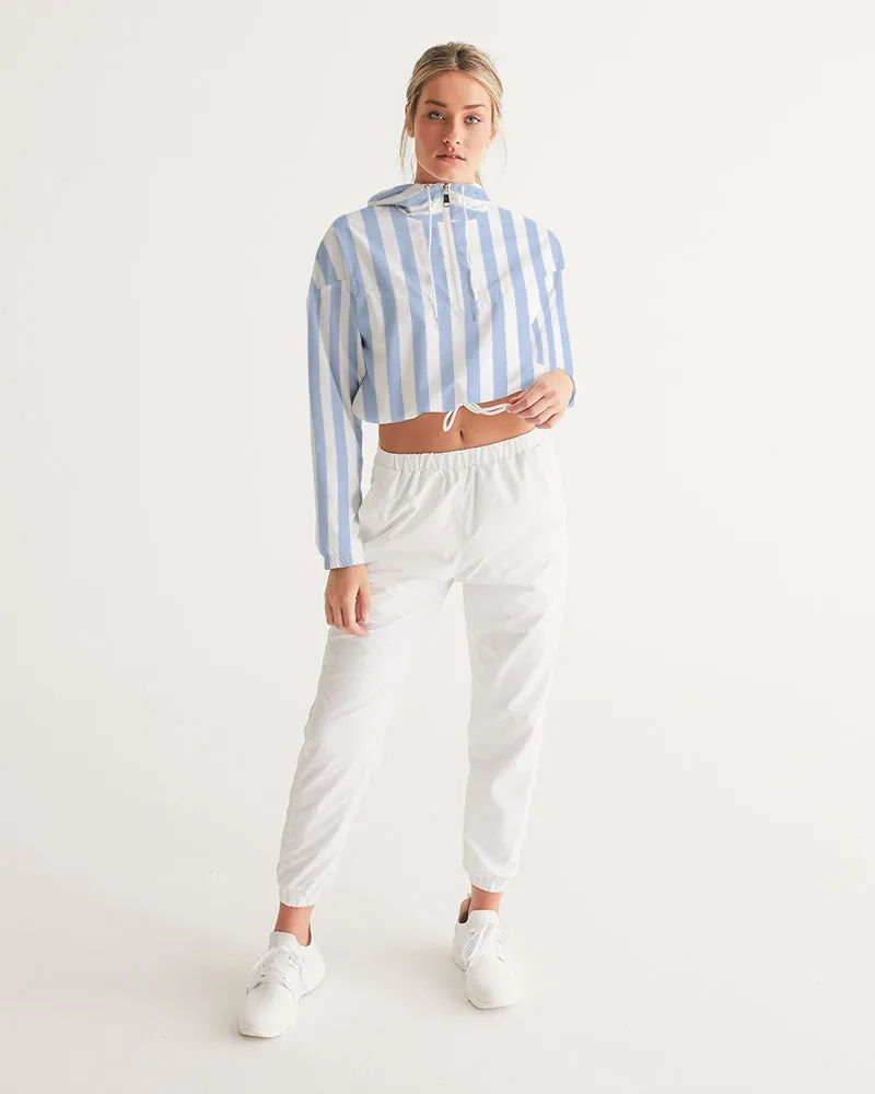 Blue Deck Stripe Feminine Cropped Windbreaker