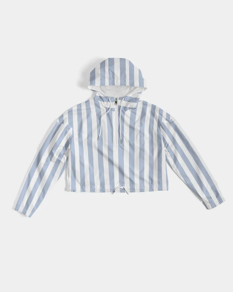 Blue Deck Stripe Feminine Cropped Windbreaker