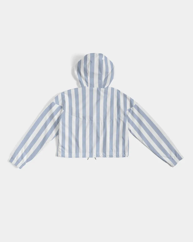 Blue Deck Stripe Feminine Cropped Windbreaker