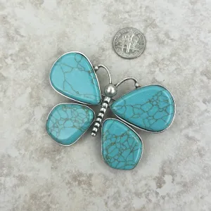 Blue Faux Turquoise Butterfly Brooch