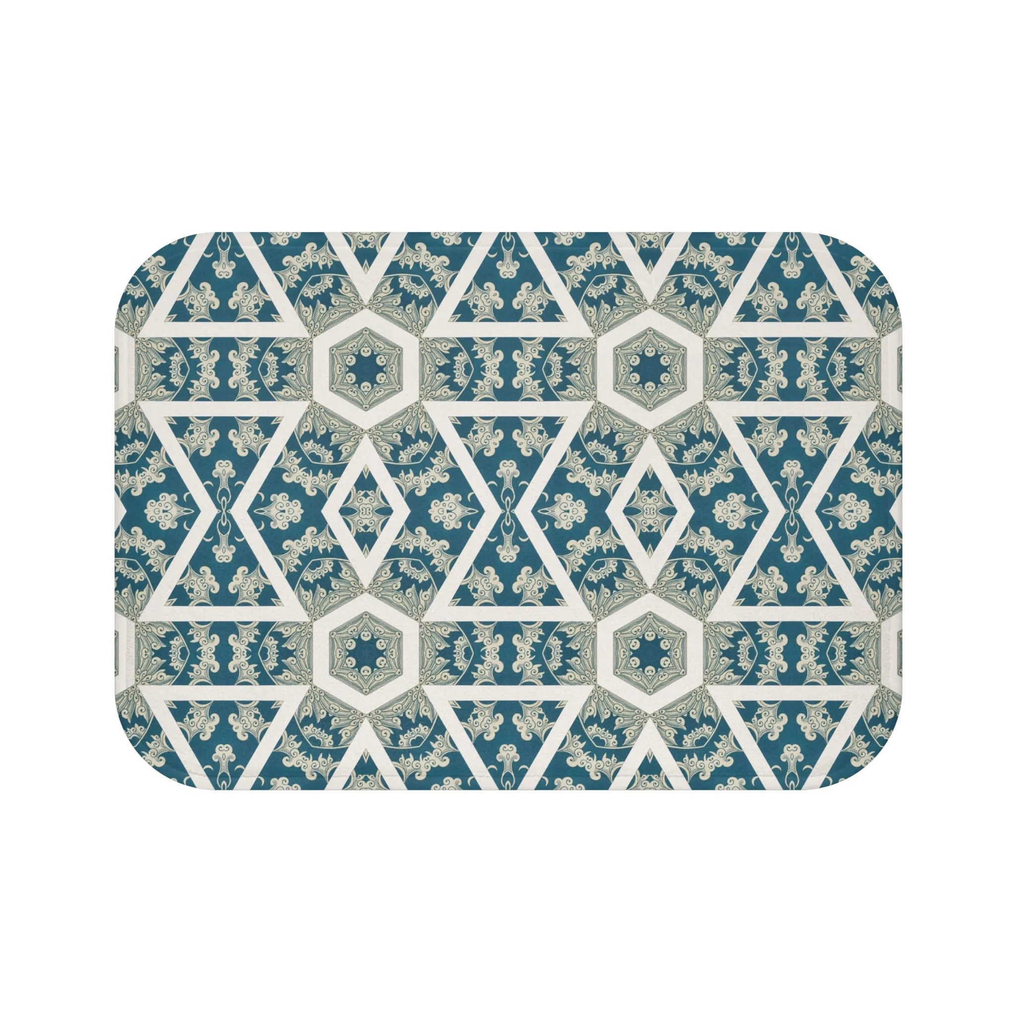 Blue Victorian Design Bath Mat