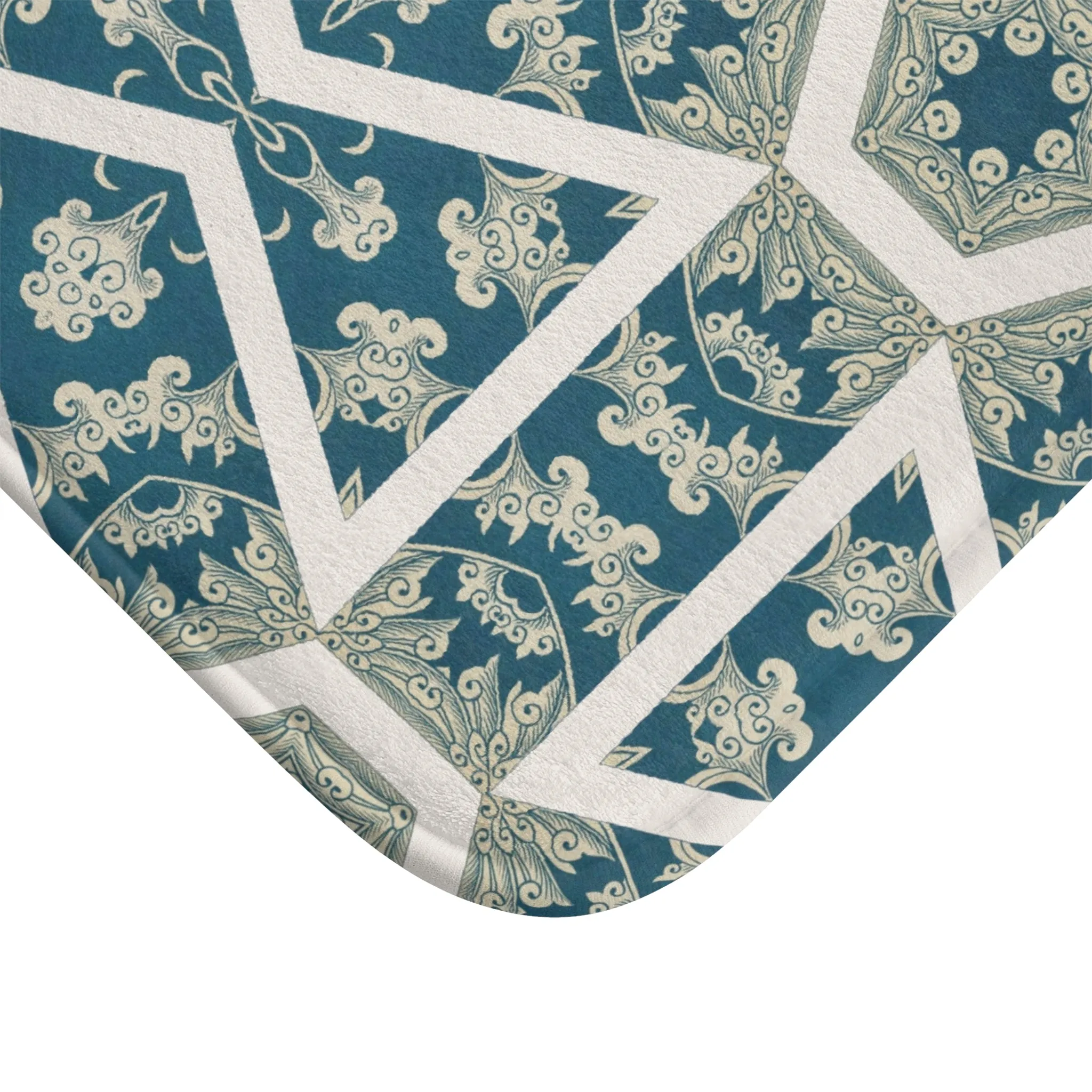 Blue Victorian Design Bath Mat
