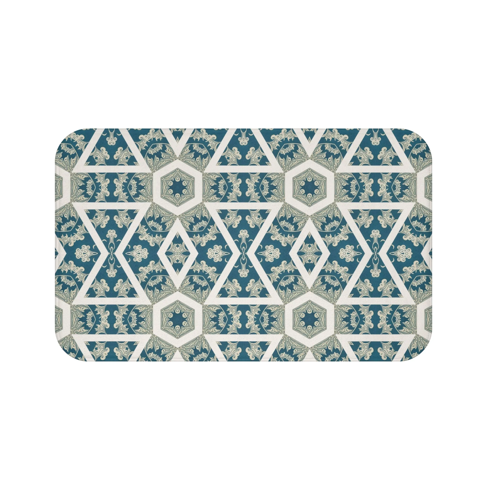 Blue Victorian Design Bath Mat