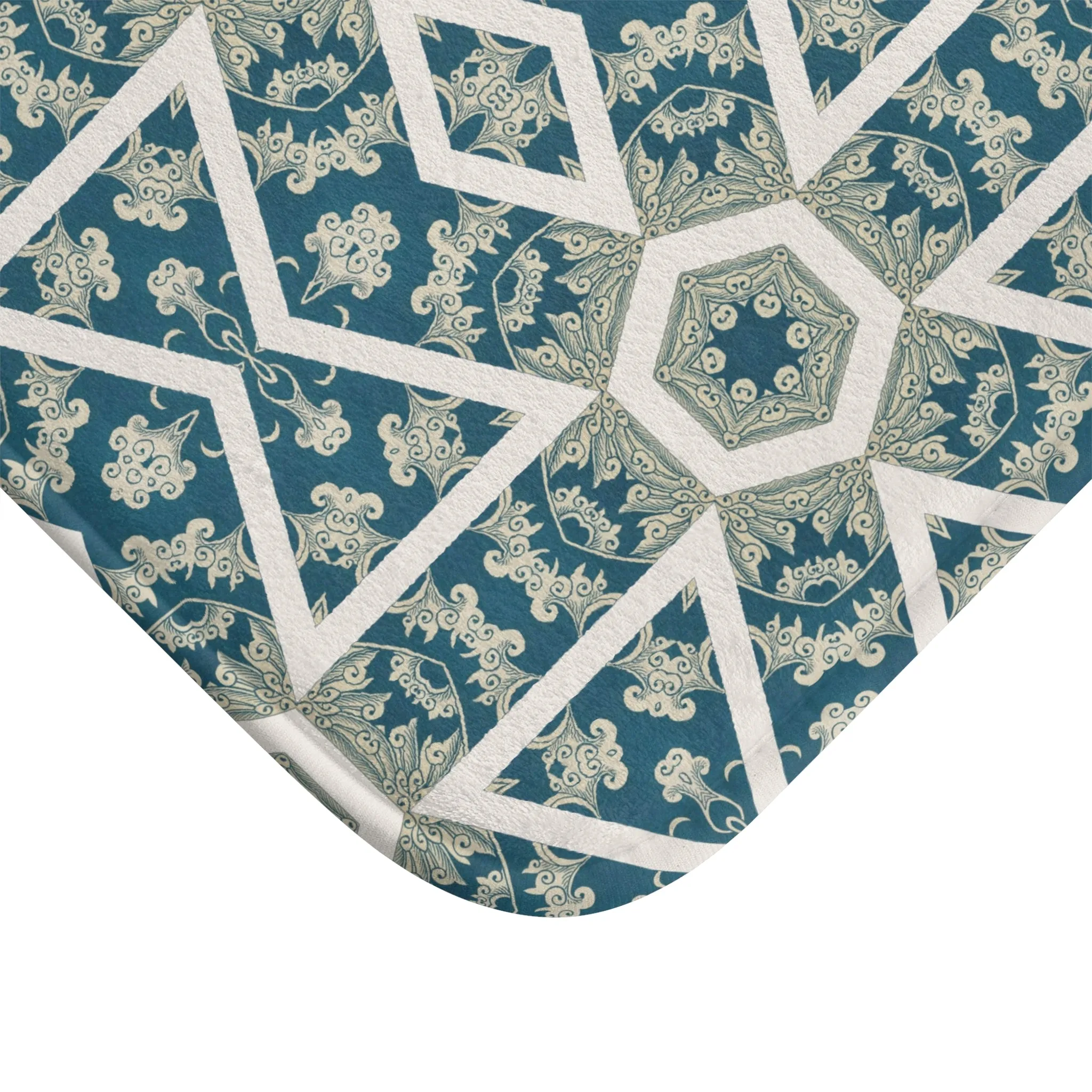 Blue Victorian Design Bath Mat
