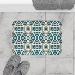 Blue Victorian Design Bath Mat