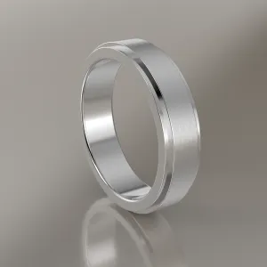 Brushed White Gold 5mm Step Edge Wedding Band