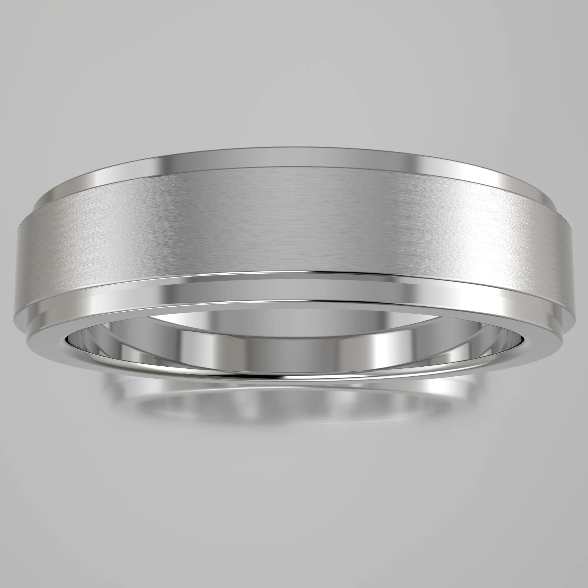 Brushed White Gold 5mm Step Edge Wedding Band