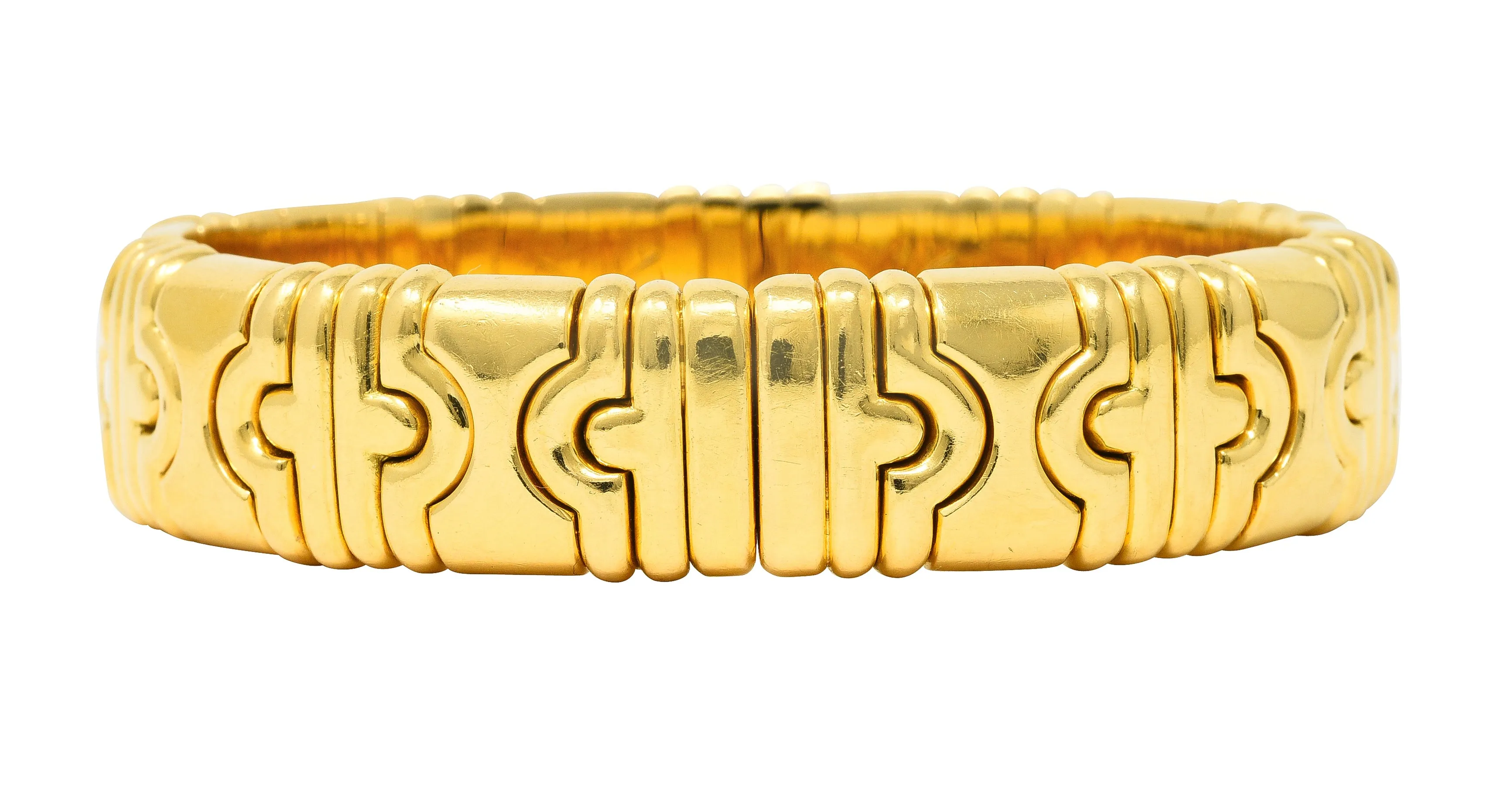 Bulgari 1980's 18 Karat Yellow Gold Parentesi Vintage Cuff Bracelet