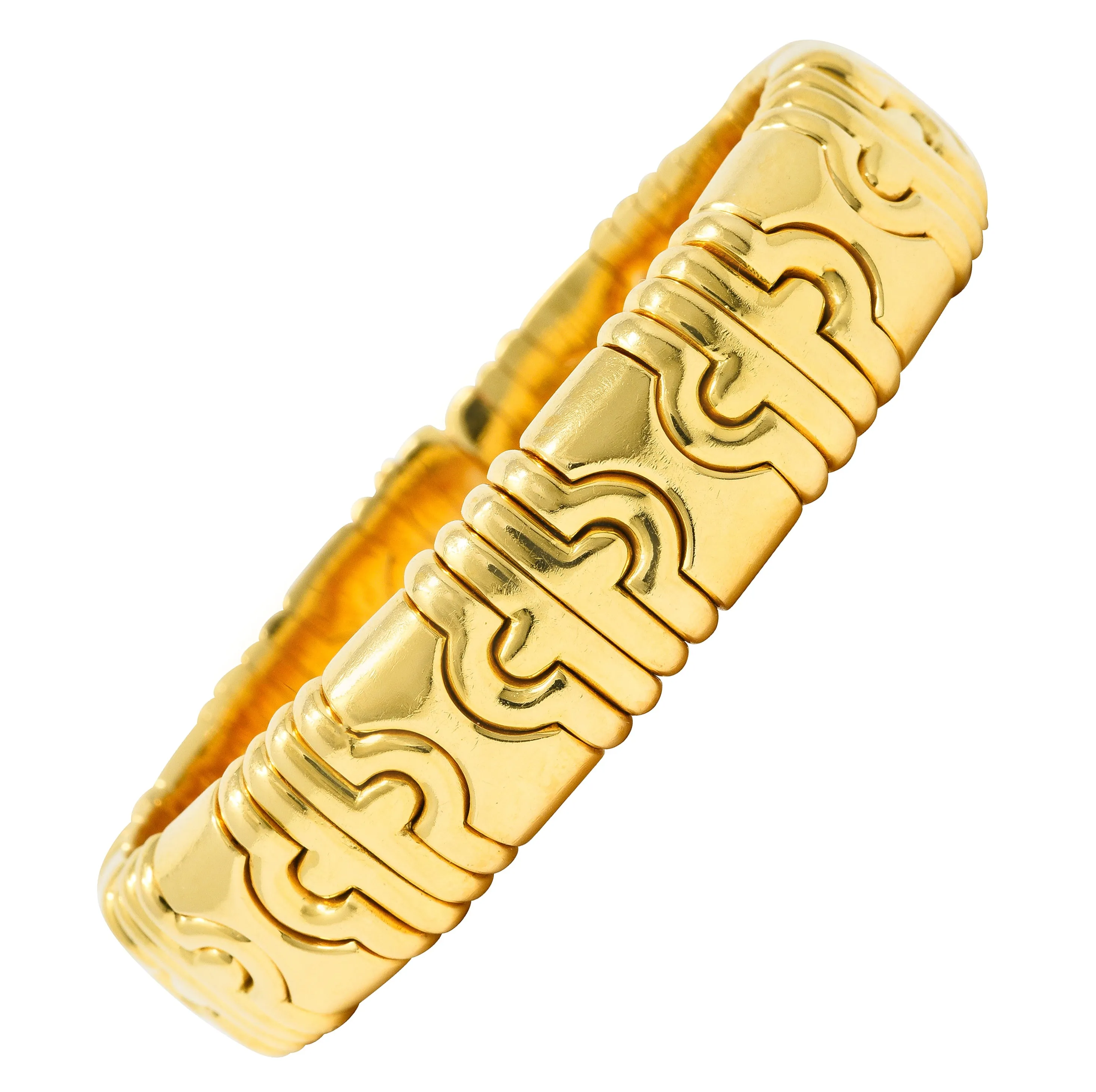 Bulgari 1980's 18 Karat Yellow Gold Parentesi Vintage Cuff Bracelet
