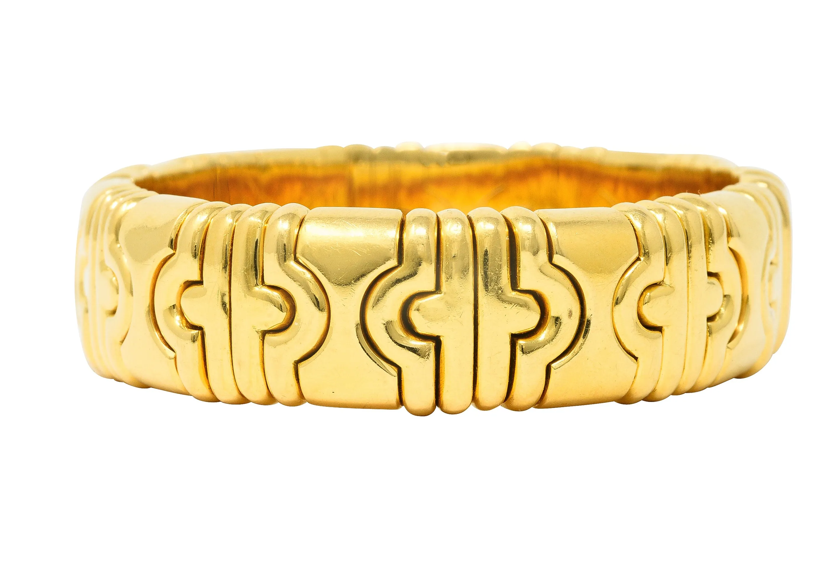 Bulgari 1980's 18 Karat Yellow Gold Parentesi Vintage Cuff Bracelet