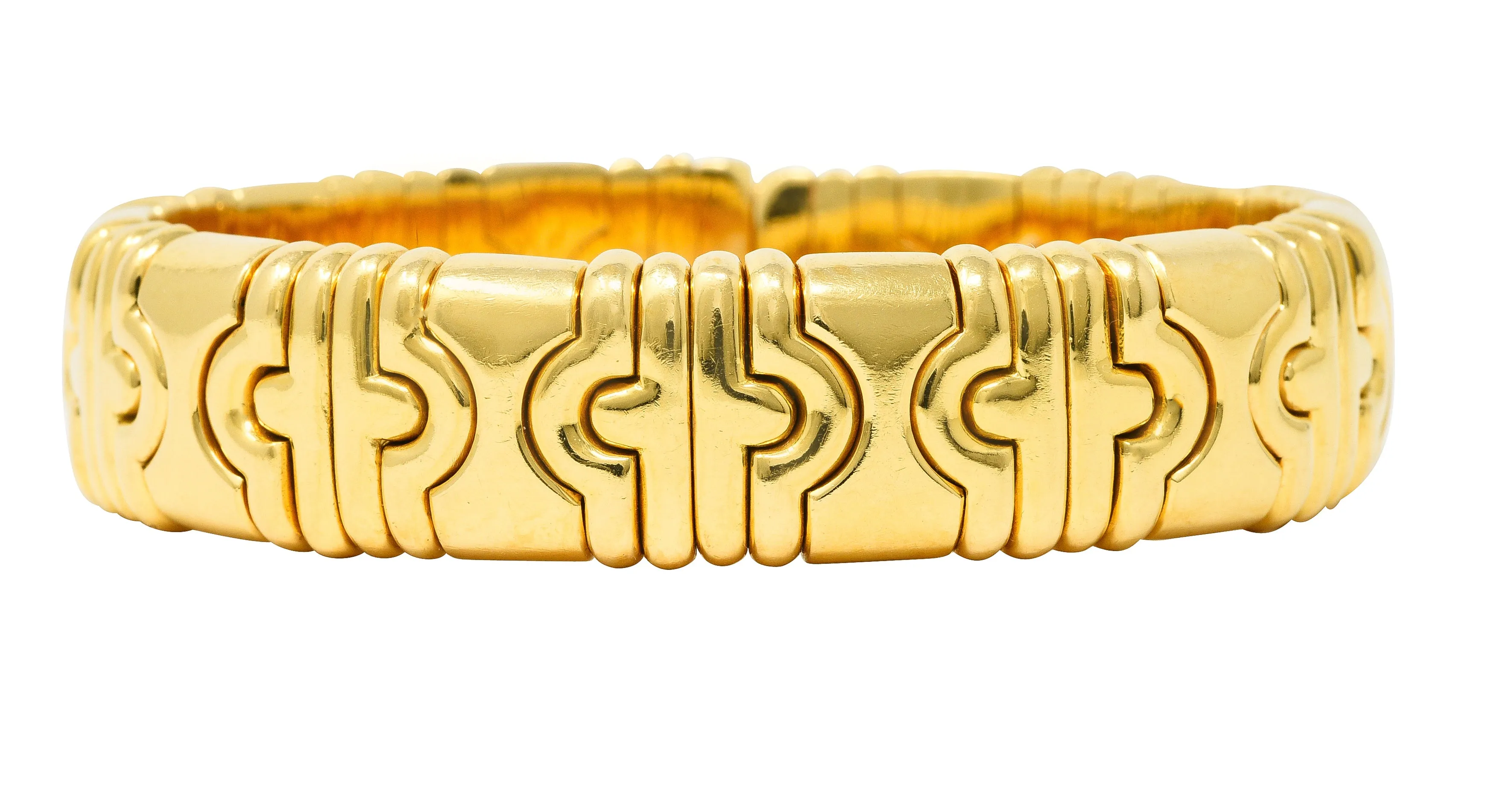 Bulgari 1980's 18 Karat Yellow Gold Parentesi Vintage Cuff Bracelet