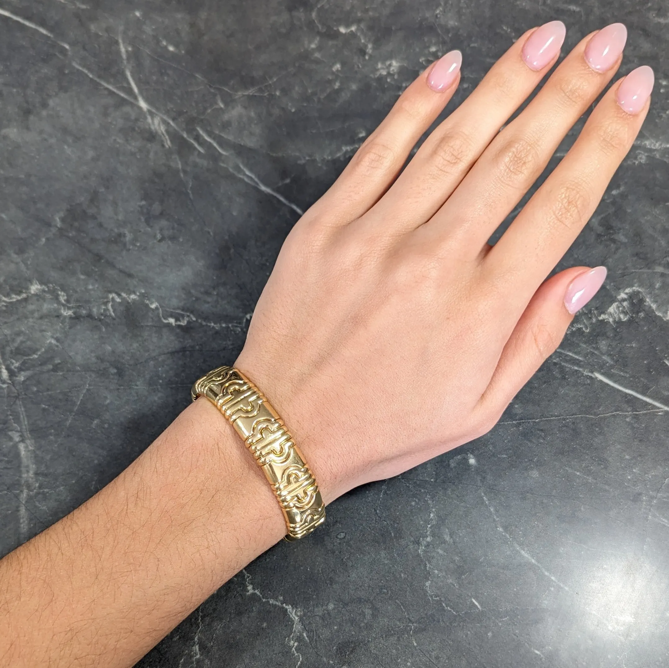 Bulgari 1980's 18 Karat Yellow Gold Parentesi Vintage Cuff Bracelet